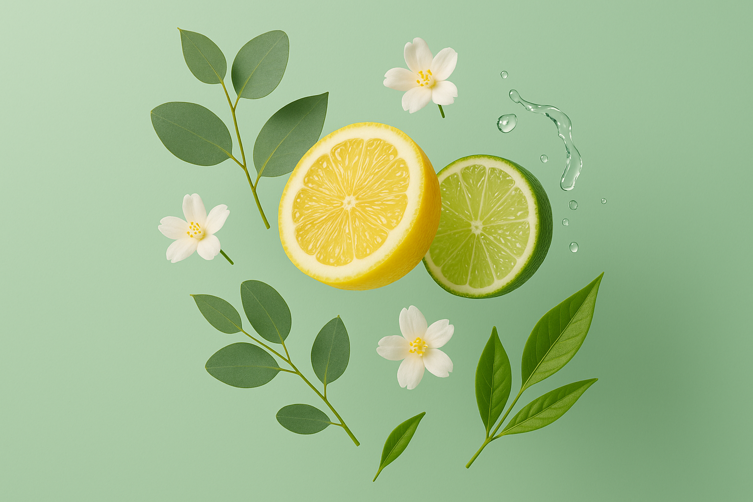 Fresh fragrance notes with solid background